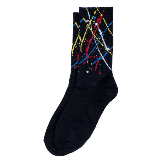 Ladies paint splash black socks made of Cotton & Spandex