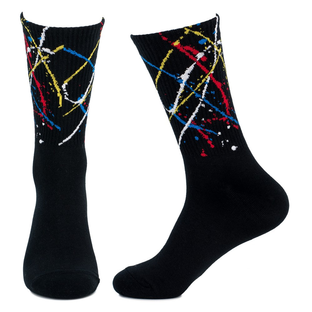 Ladies Paint Splash Black Socks
