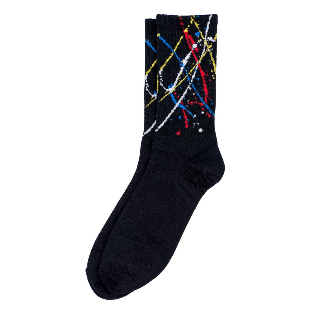 Gents paint splash black socks made of Cotton & Spandex