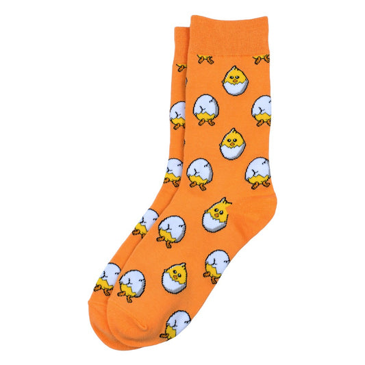 Ladies don't count your chicken before they hatch yellow socks made of Cotton & Spandex