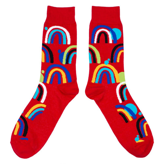 Gents Rainbow Red Socks