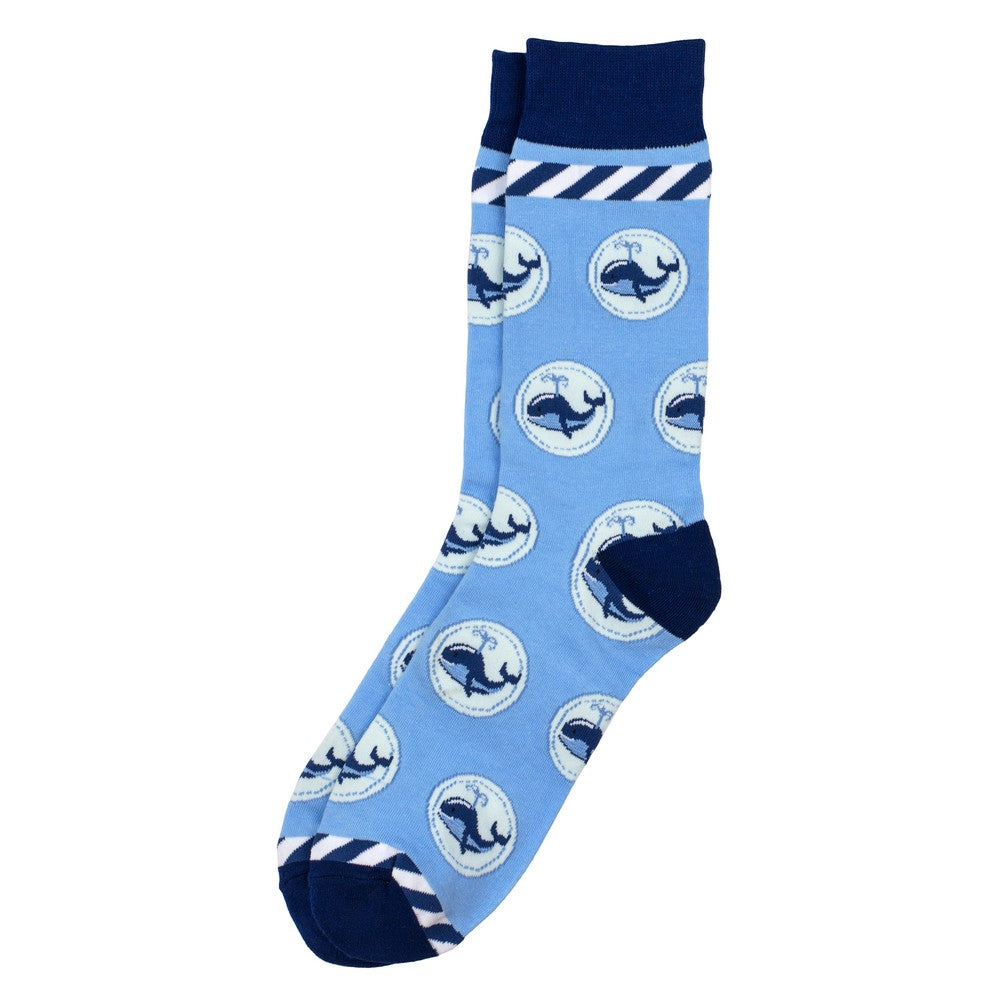 Gents whale blue socks made of Cotton & Spandex