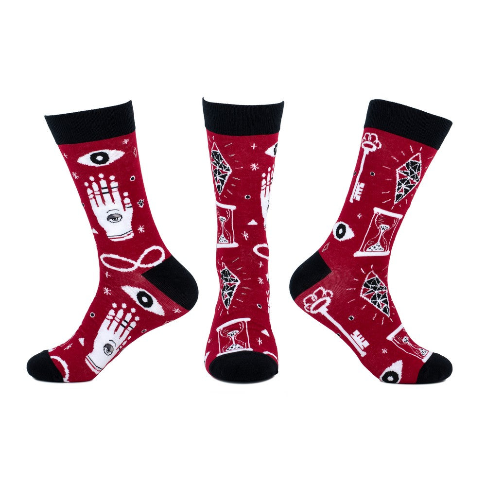 Men's Mystic Eye Burgundy Red Socks