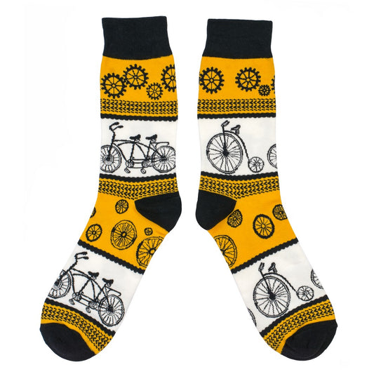 Gents bicycles yellow & black socks made of Cotton & Spandex
