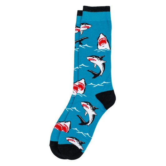 Gents shiver of sharks blue socks made of Cotton & Spandex