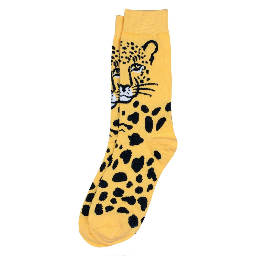 Gents cheetah yellow socks made of Cotton & Spandex