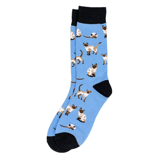 Gents siamese cats blue socks made of Cotton & Spandex
