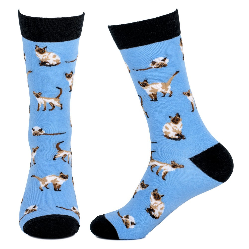 Men's Siamese Cats Blue Socks
