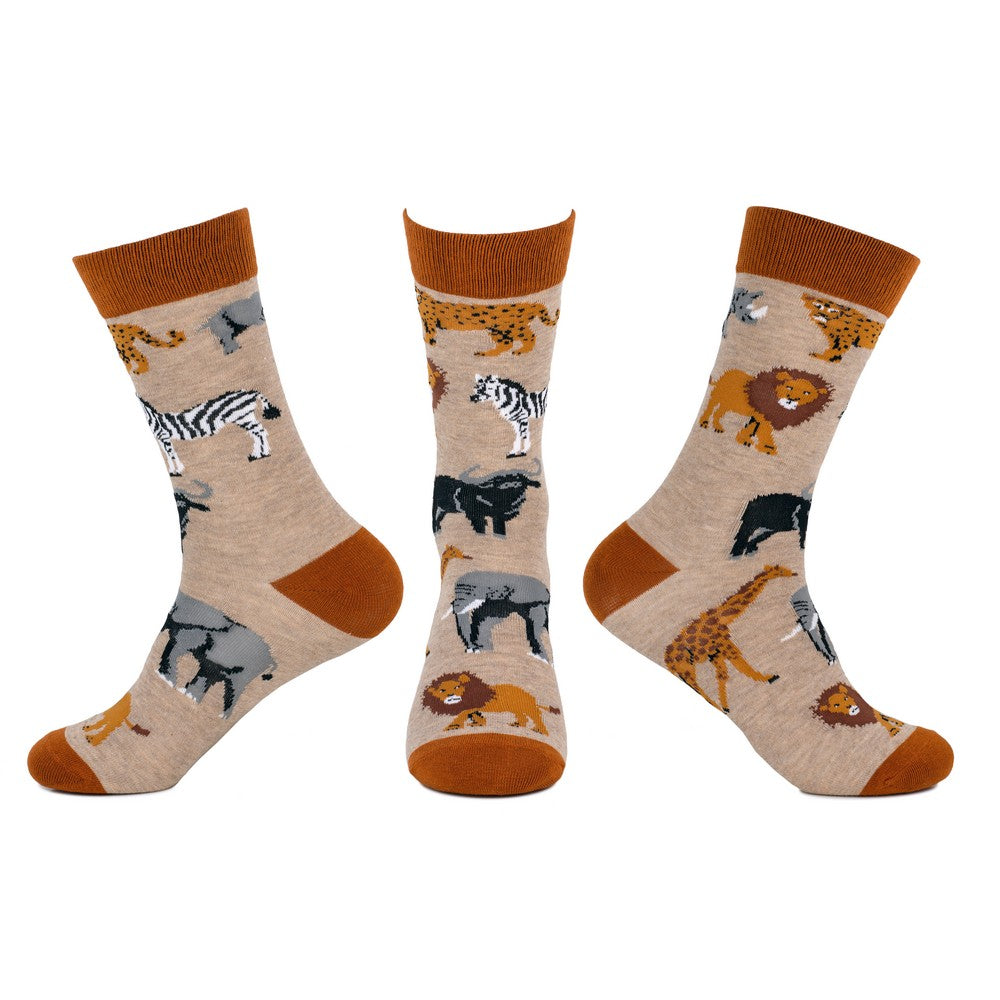Men's Zoo Friends Beige Socks