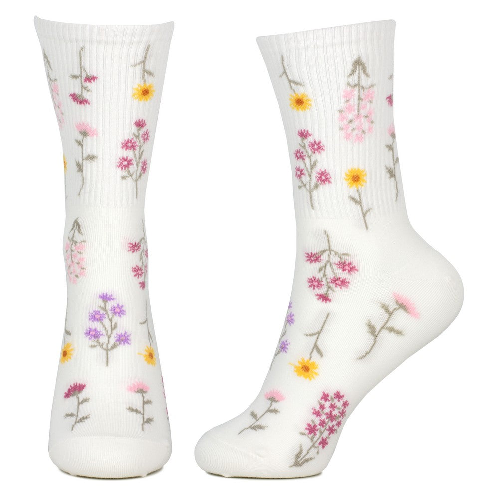 Ladies Flower Pressings White Socks