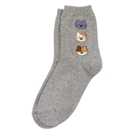 Ladies cat trio grey socks made of cotton & spandex