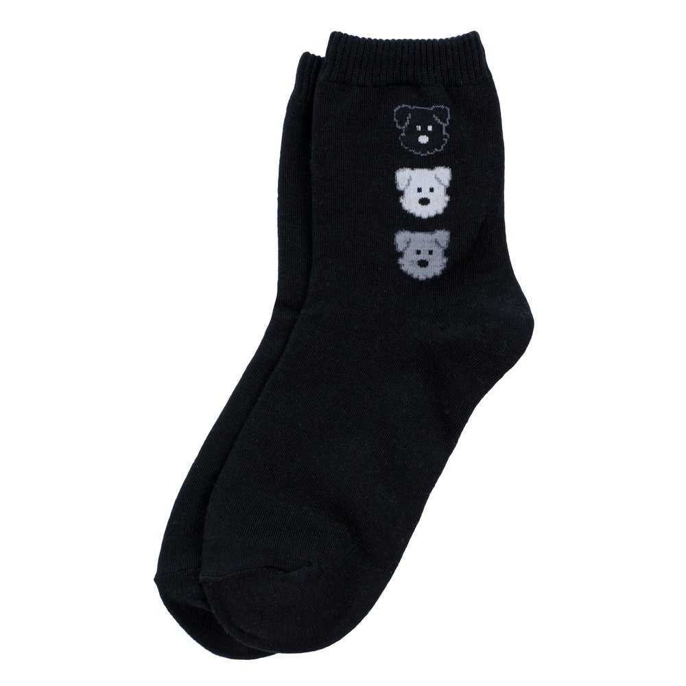 Ladies dog trio black socks made of cotton & spandex