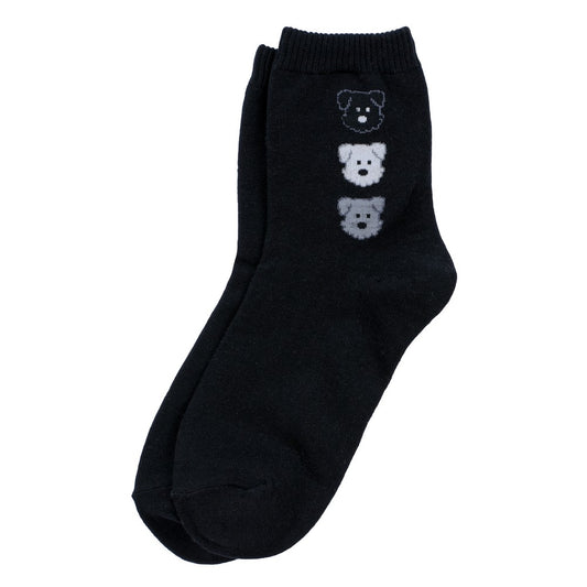 Ladies dog trio black socks made of cotton & spandex