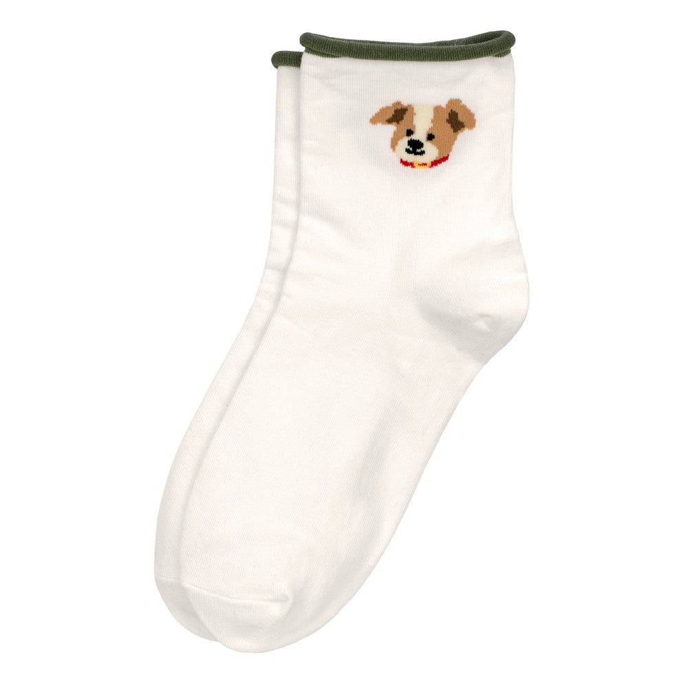 Ladies man’s best friend white socks made of cotton & spandex