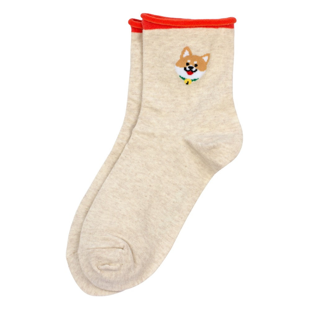 Ladies man’s best friend beige socks made of cotton & spandex