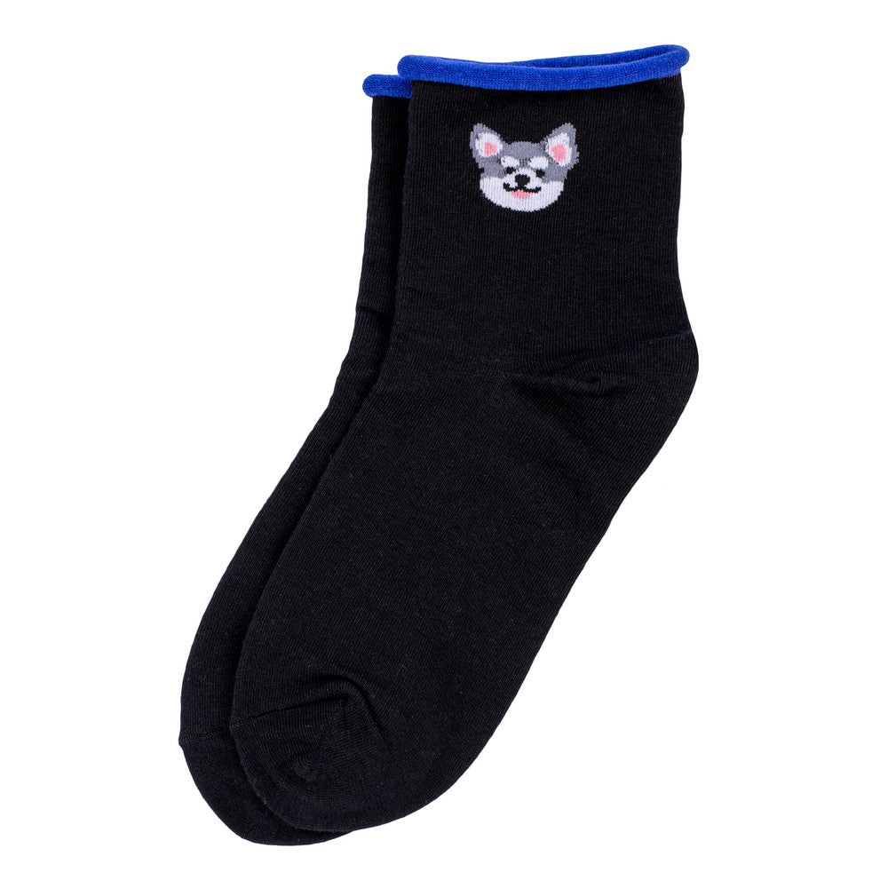 Ladies man’s best friend black socks made of cotton & spandex