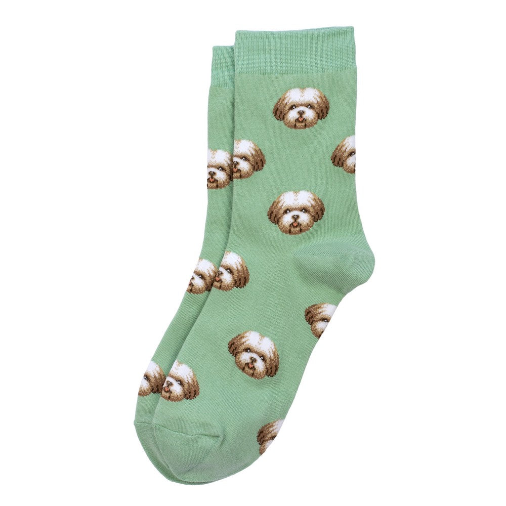 Ladies ankle playful corgi blue socks made of cotton & spandex