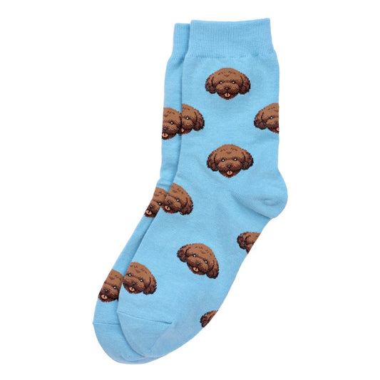 Ladies ankle playful corgi blue socks made of cotton & spandex
