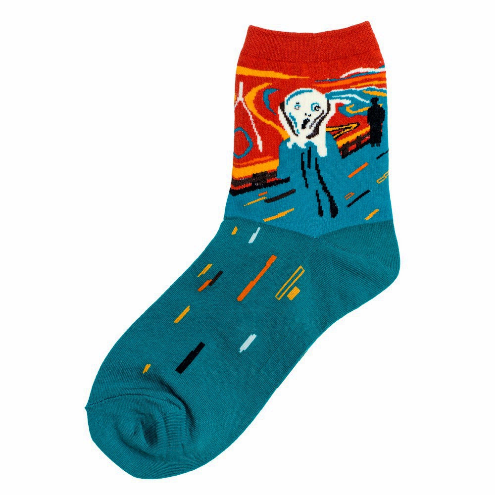 Ladies Munch The Scream Green Socks