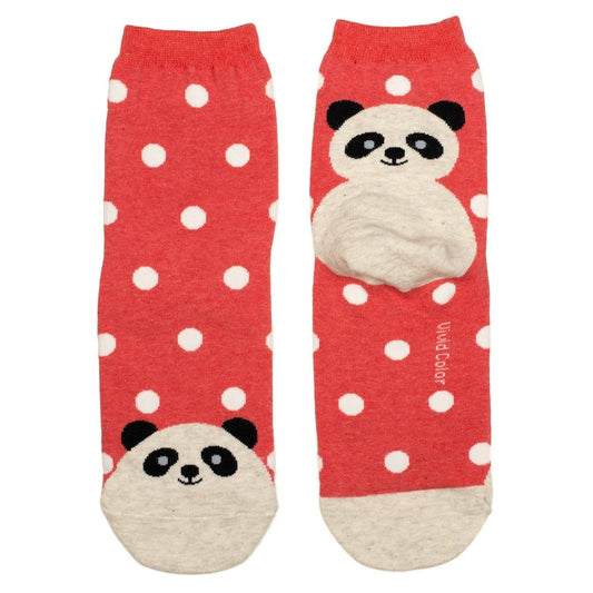 Ladies Spotty Panda Red Socks