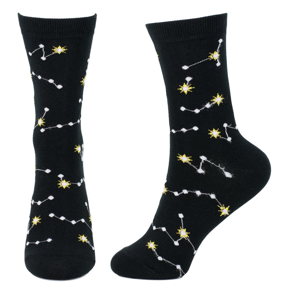 Ladies Bright Constellation Black Socks