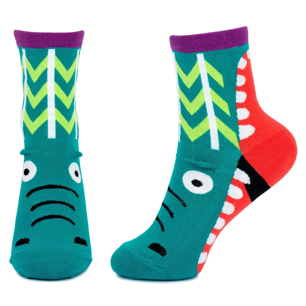 Ladies Fairytale Creatures Crocodile Teal Socks