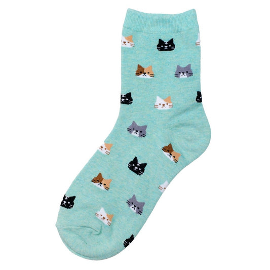 Ladies Dream Cat Green Socks