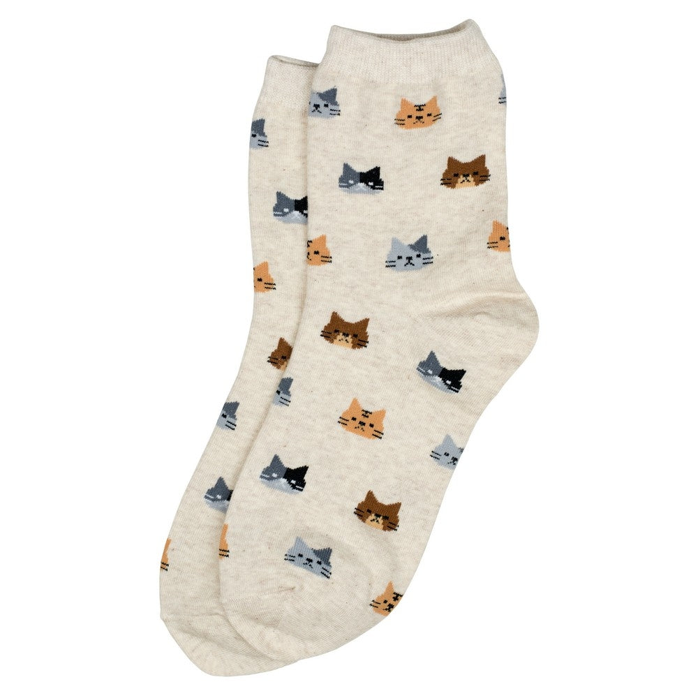 Ladies Dream Cat Cream Socks