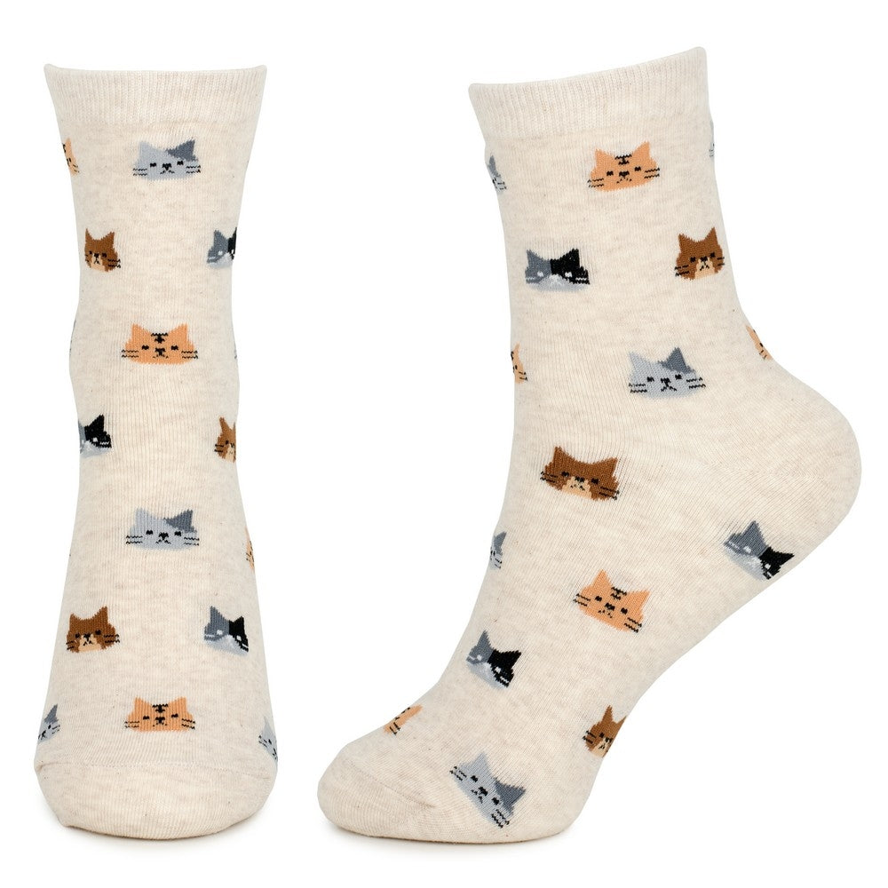 Ladies Dream Cat Cream Socks