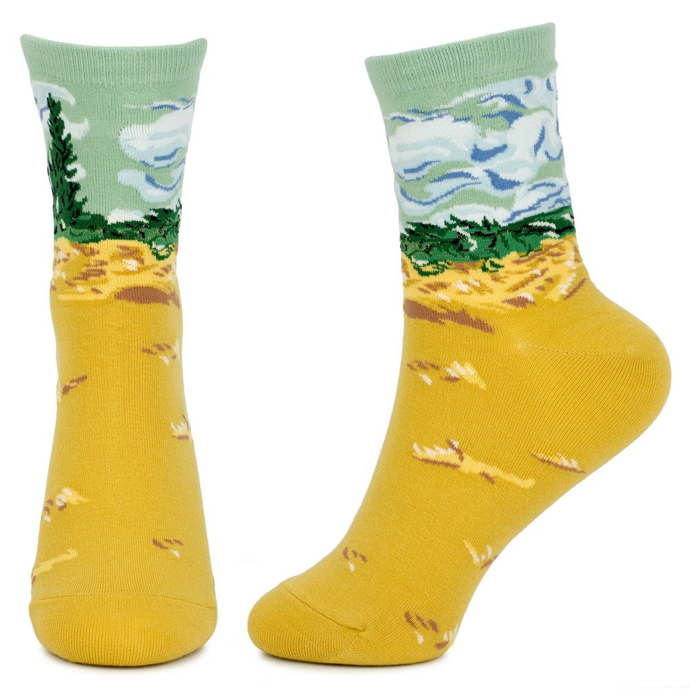 Ladies Van Gogh Wheat Fields Yellow Socks