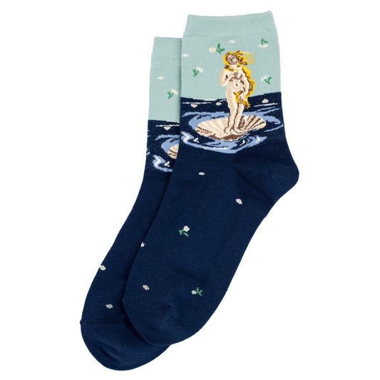 Ladies Botticelli The Birth of Venus Blue Socks