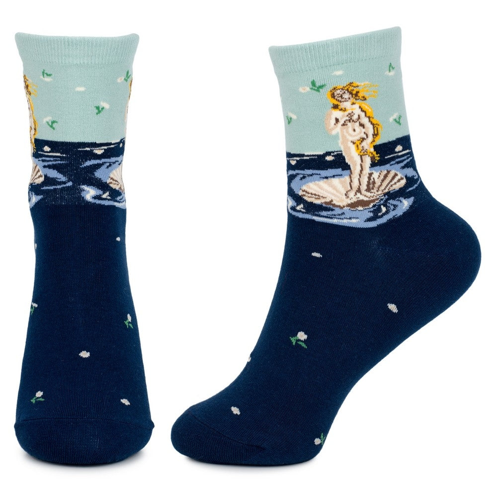 Ladies Botticelli The Birth of Venus Blue Socks