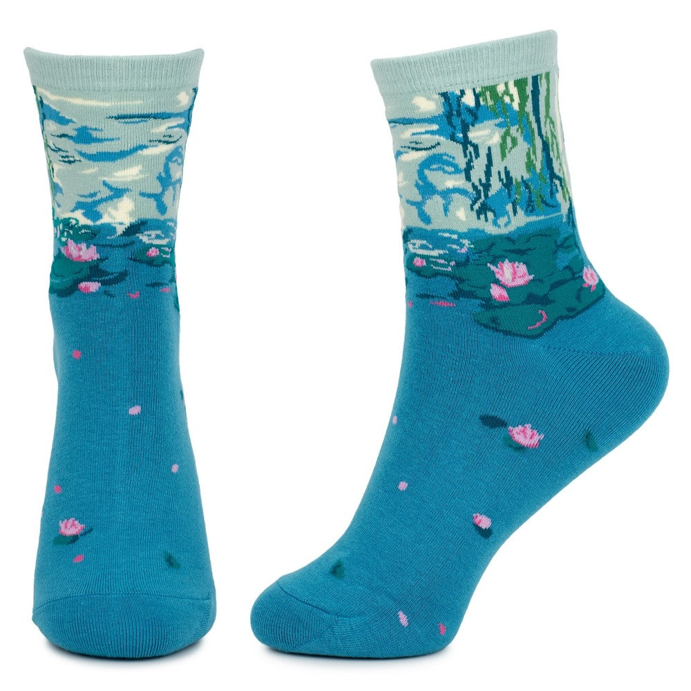 Ladies Monet Water Lillies Blue Socks