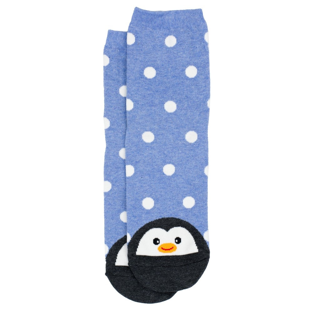 Ladies Spotty Penguin Blue Socks