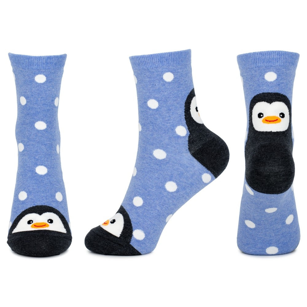 Ladies Spotty Penguin Blue Socks