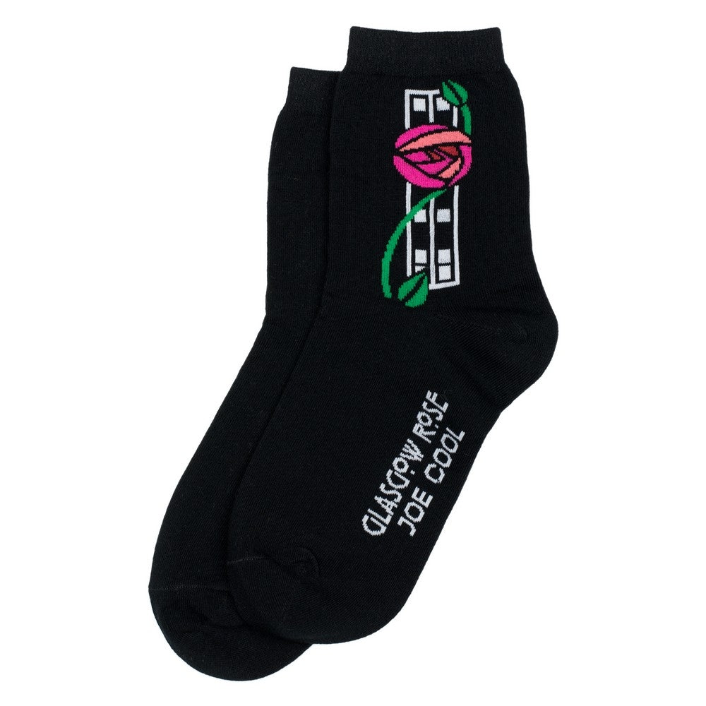 Ladies Glasgow Rose Black Socks