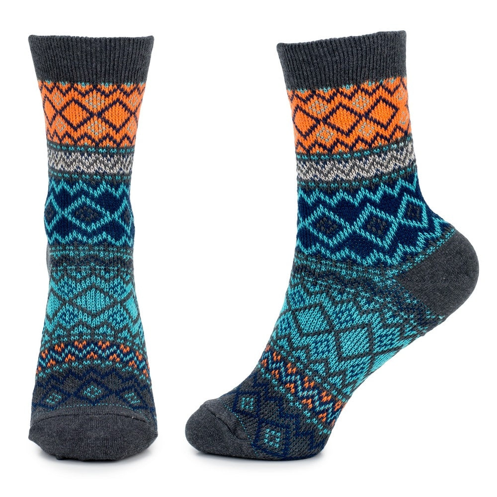 Ladies Jacquard Blue & Orange Socks