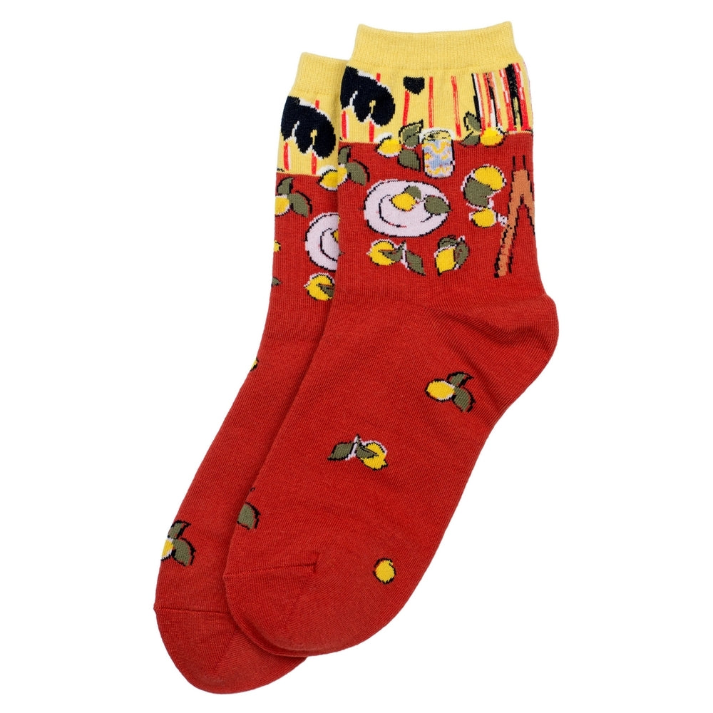 Ladies Matisse Philodendron & Lemons Red & Yellow Socks