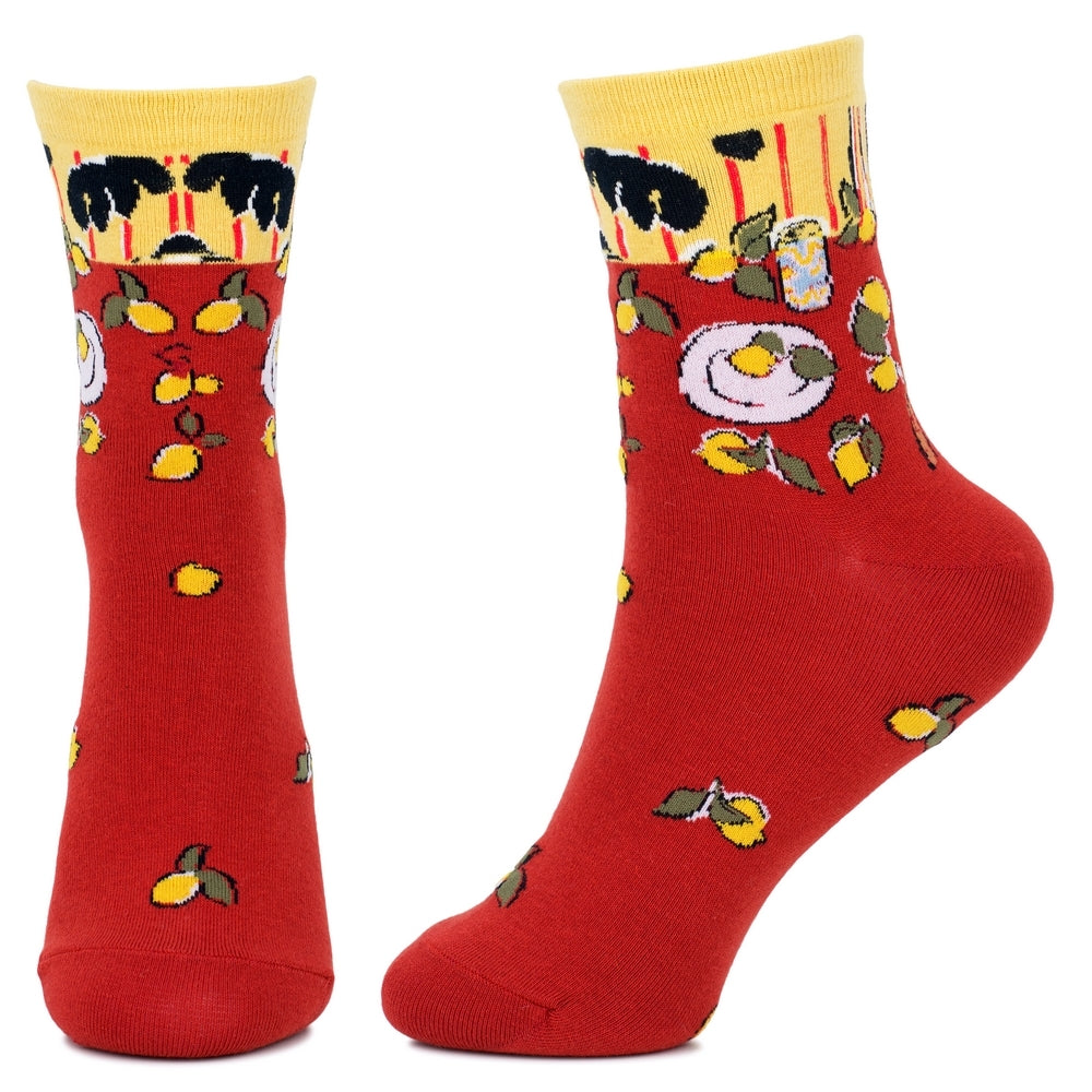 Ladies Matisse Philodendron & Lemons Red & Yellow Socks