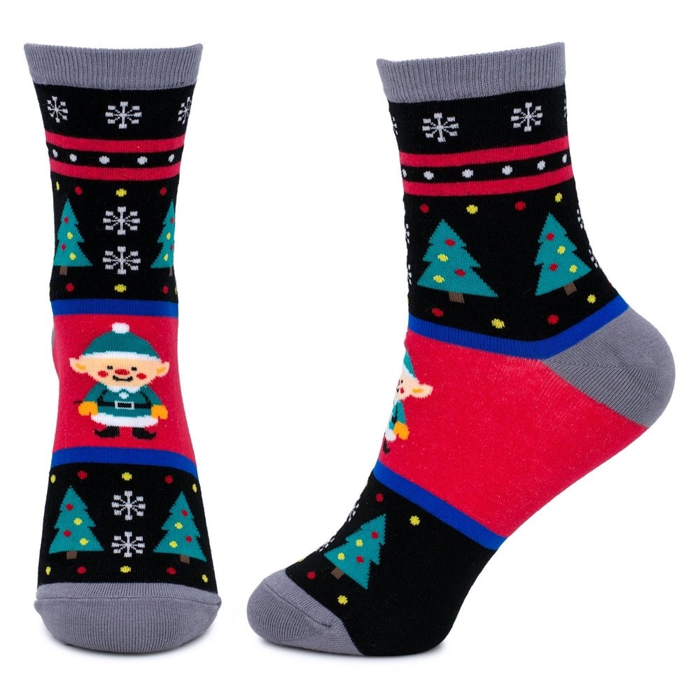 Ladies Merry Christmas Elf Socks – Multicoloured & Green