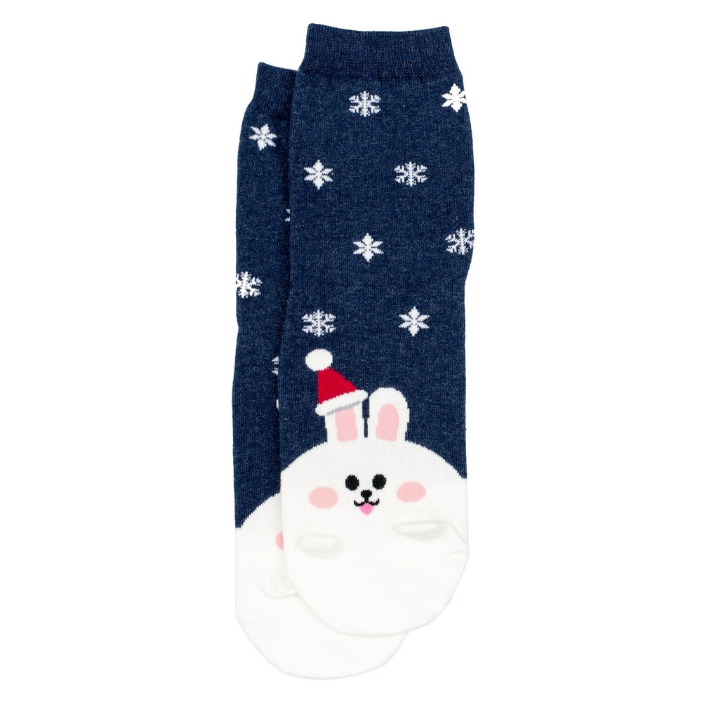 Ladies Santa Bunny Christmas Socks – Blue