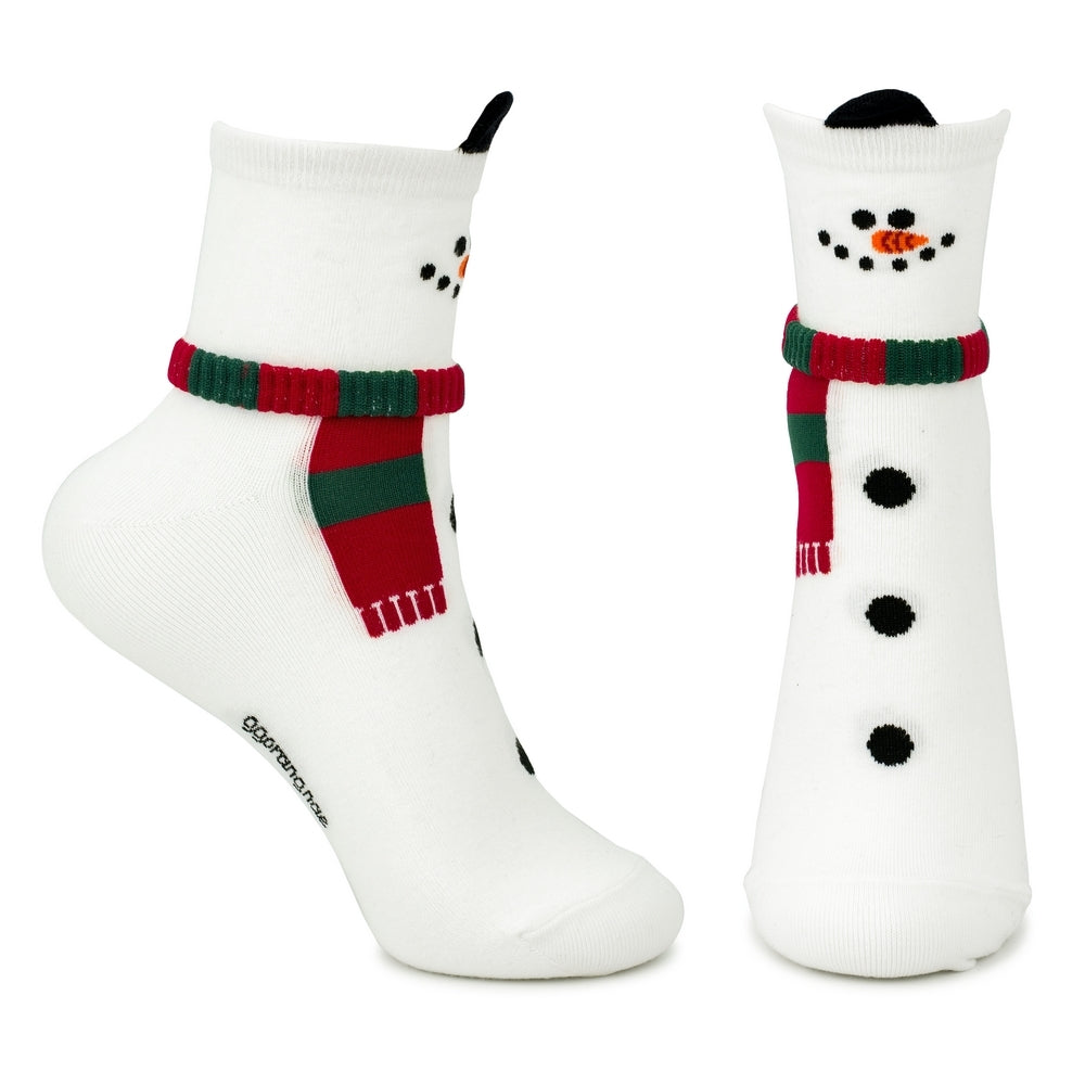 Ladies Classic Snowman Socks – White