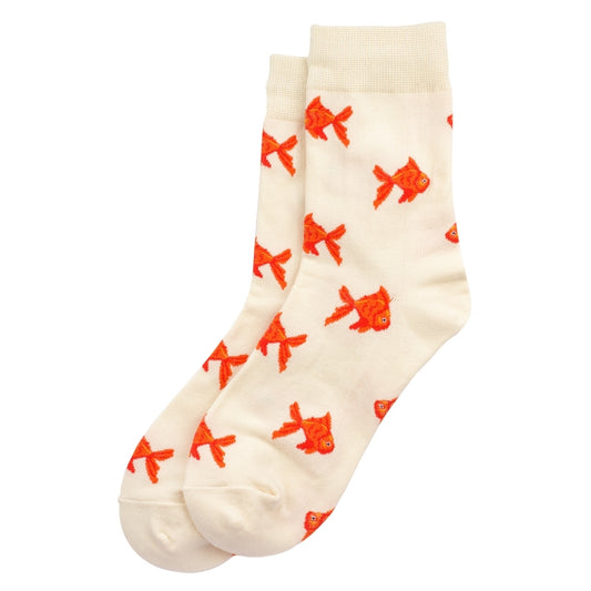 Ladies Goldfish Shoal Cream Socks