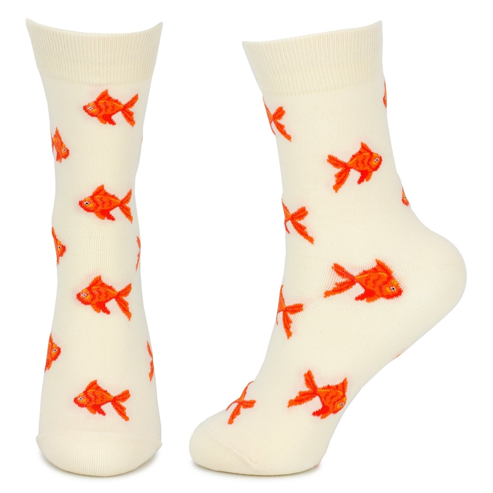 Ladies Goldfish Shoal Cream Socks