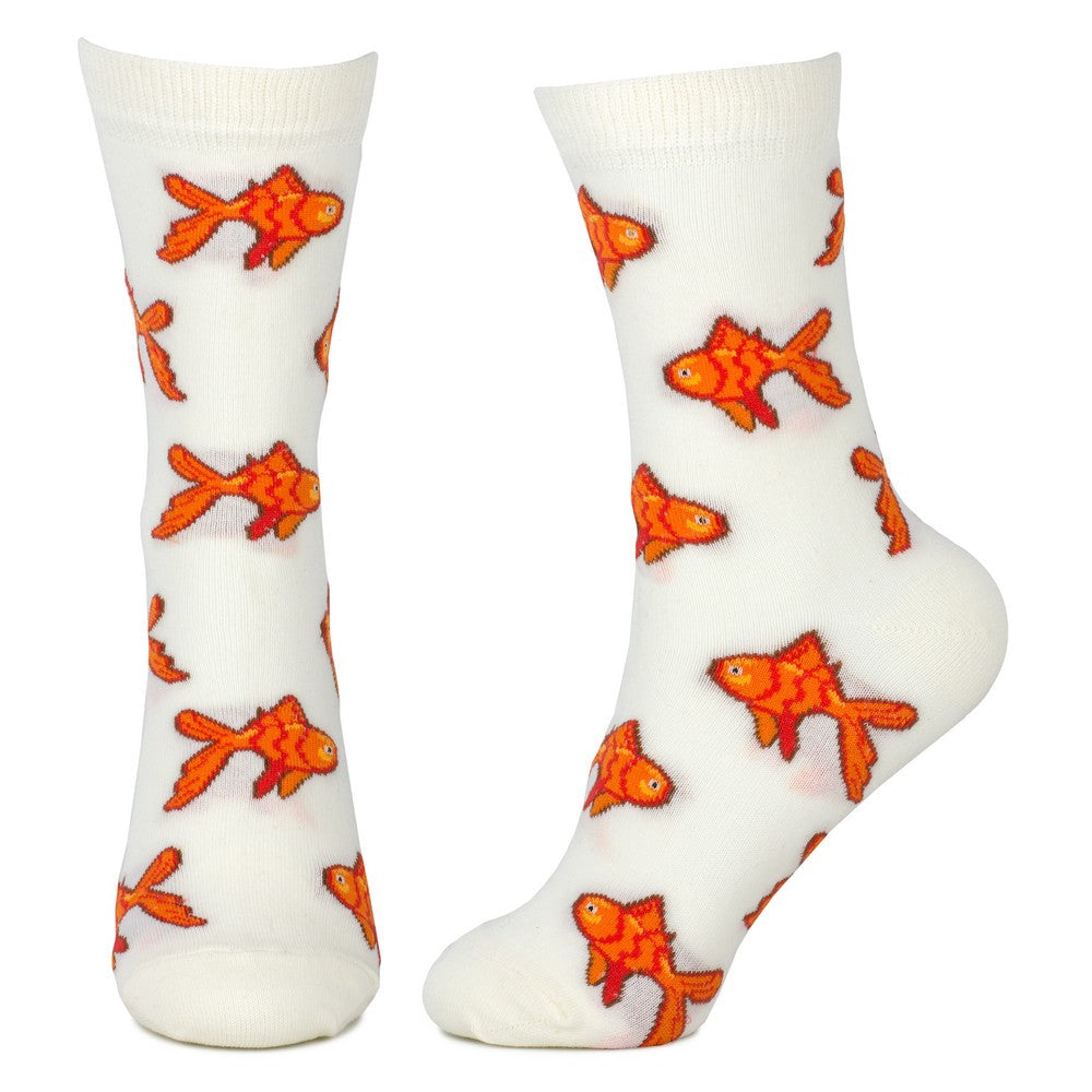 Ladies Goldfish Shoal Cream Socks