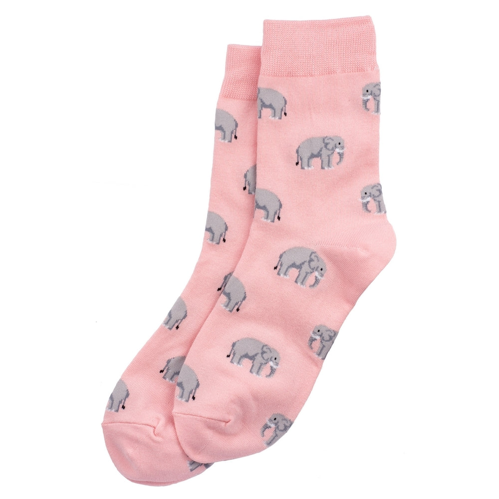 Ladies Elephant Herd Pink Socks