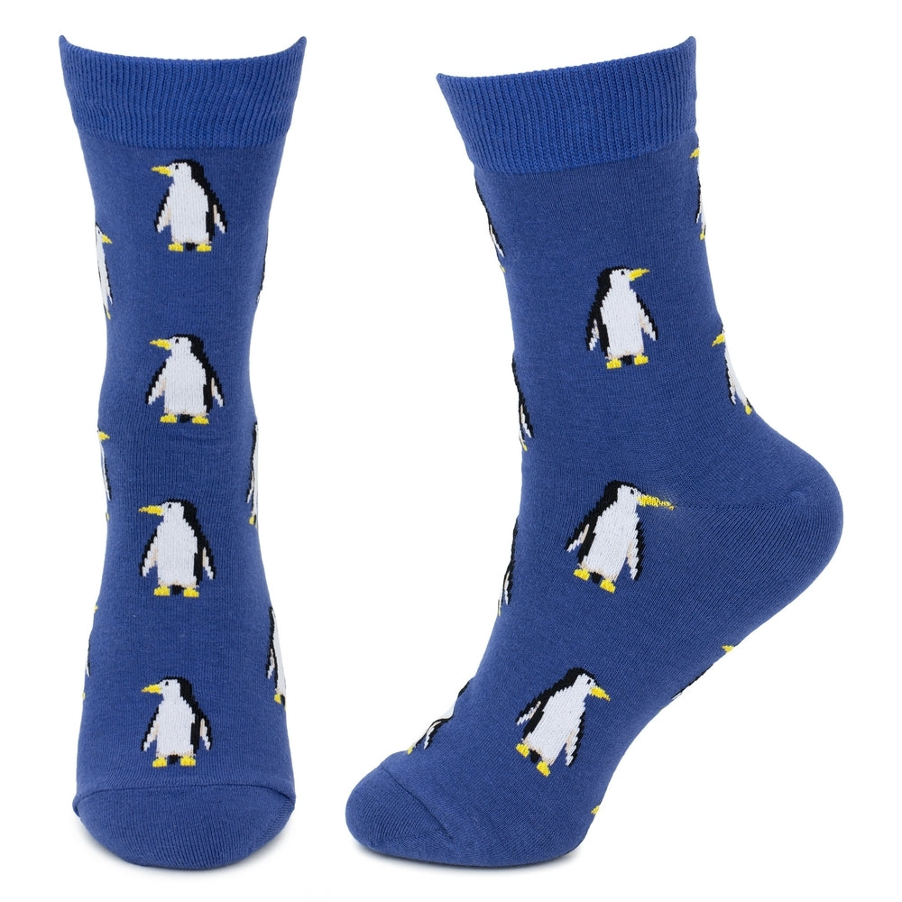 Ladies Penguin Waddle Blue Socks