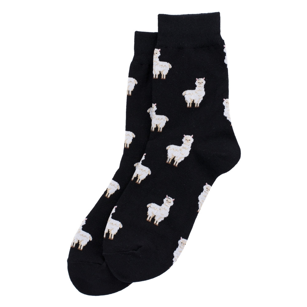 Ladies Llama Herd Black Socks