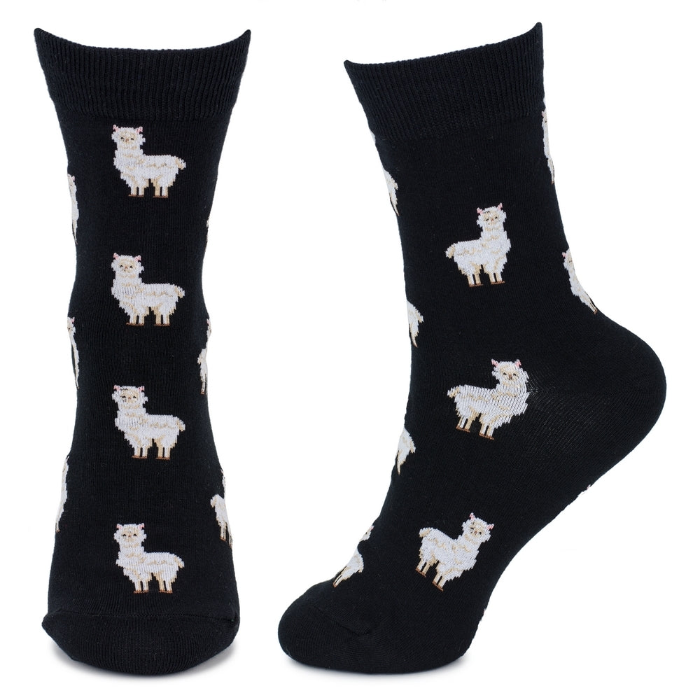 Ladies Llama Herd Black Socks