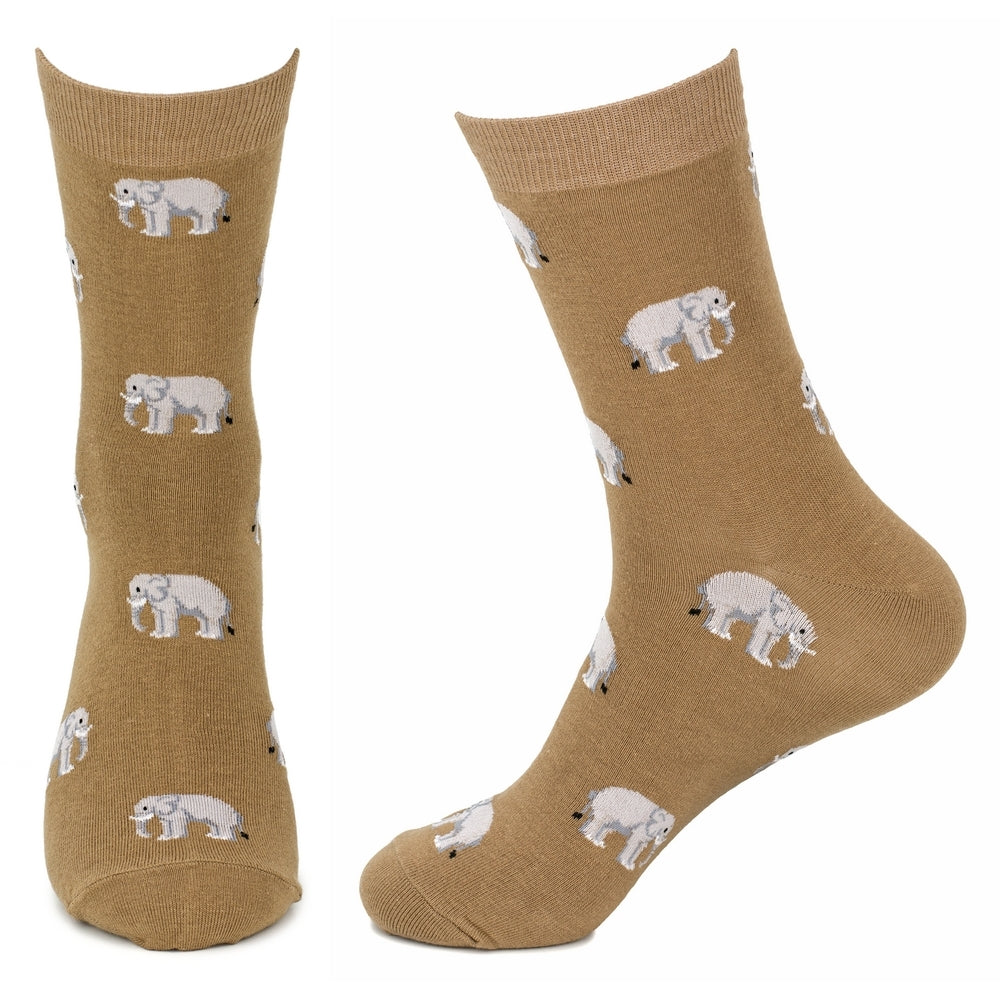 Gents Elephant Herd Brown Socks